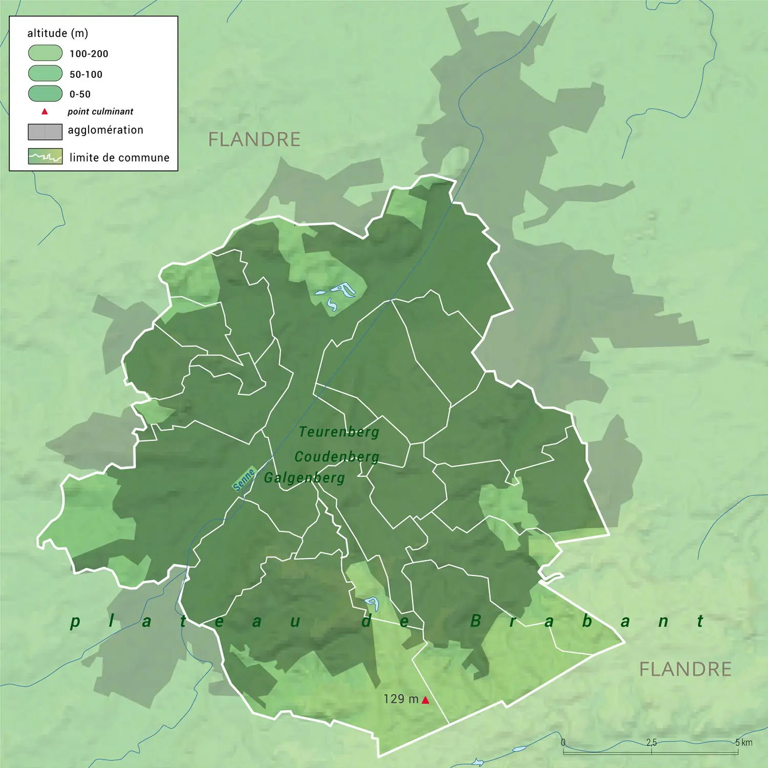 Bruxelles-Capitale : carte physique