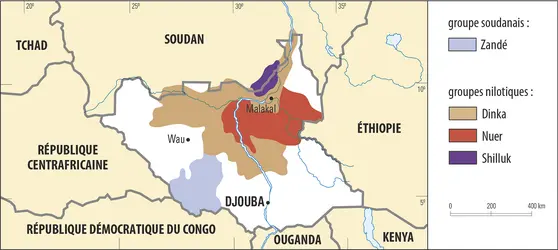 Le peuplement du Soudan du Sud - crédits : Encyclopædia Universalis France