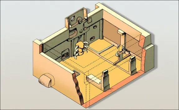 Reconstitution d'un sanctuaire de Çatal Hüyük