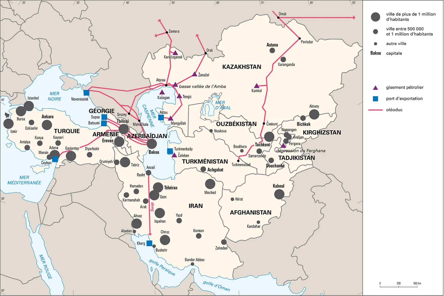 Asie centrale : activité pétrolière
