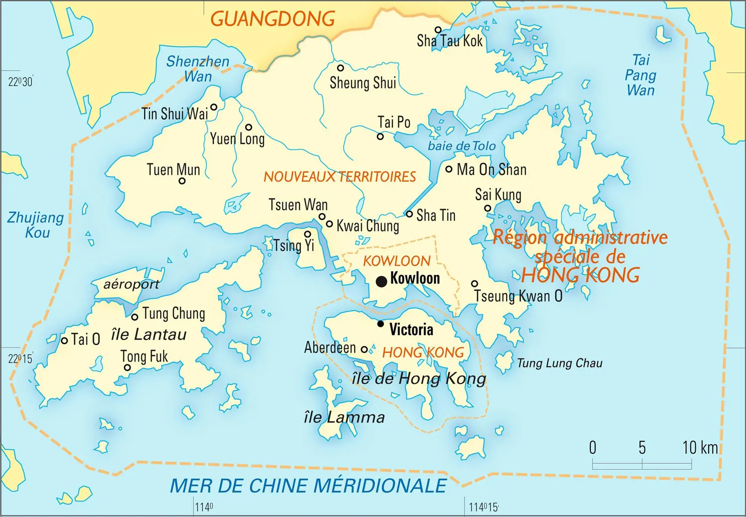 Hong Kong [Chine] : carte administrative