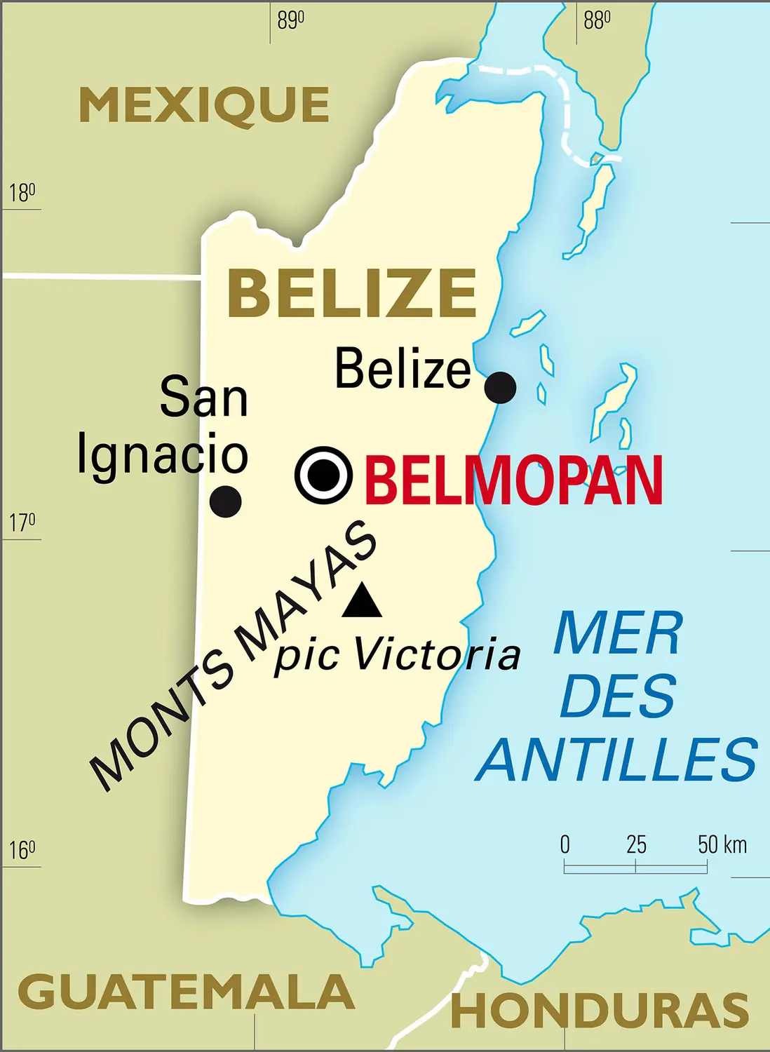Belize : carte générale