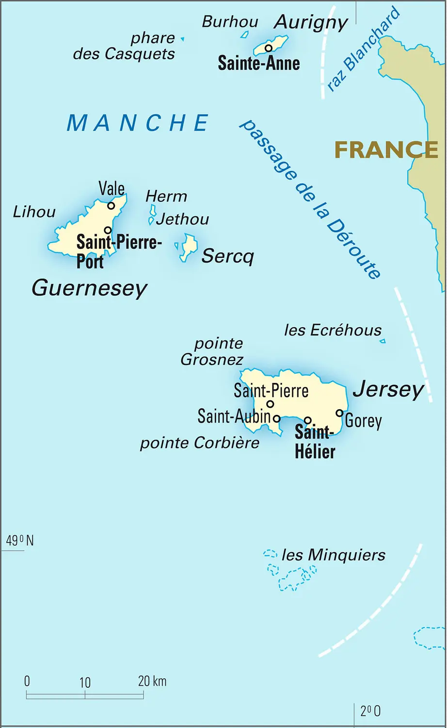 Anglo-Normandes (îles) [Royaume-Uni] : carte administrative