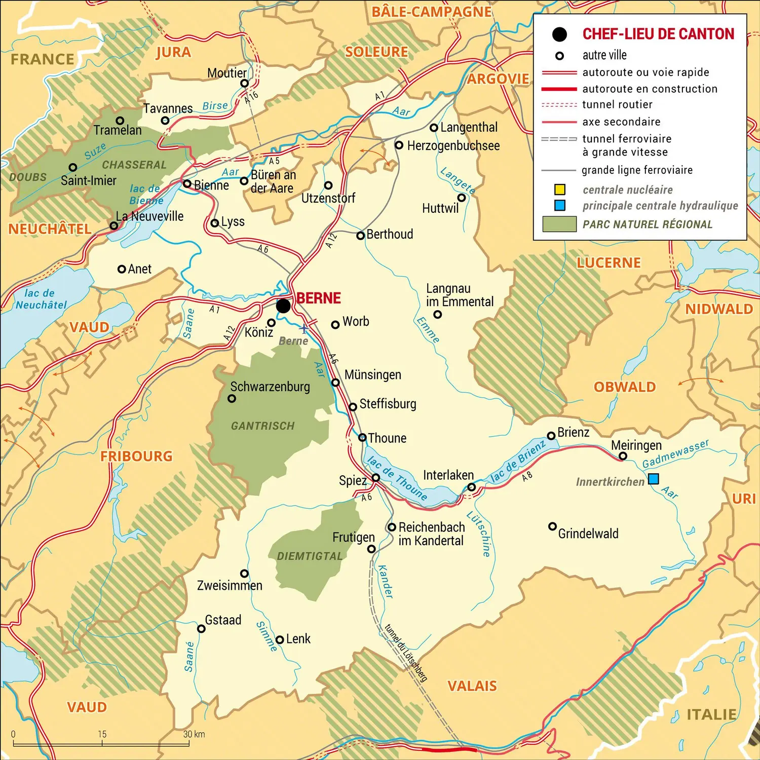 Berne : carte administrative du canton