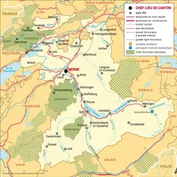 Berne : carte administrative du canton - crédits : Encyclopædia Universalis France