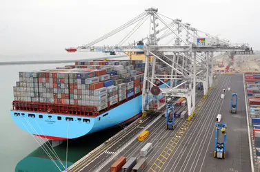 Porte-conteneurs, port du Havre - crédits : Robert Francois/ AFP