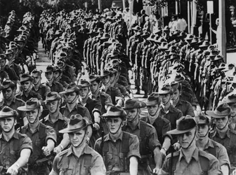 Conscrits australiens envoyés au Vietnam - crédits : Central Press/ Hulton Archive/ Getty Images