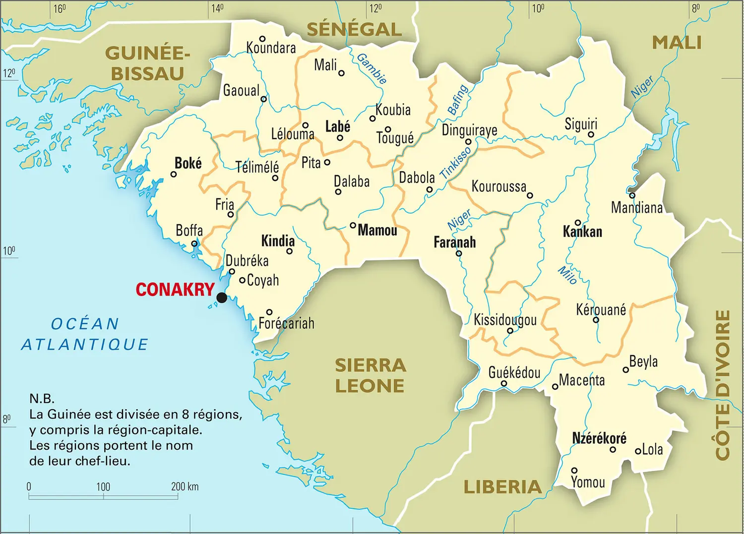 Guinée : carte administrative