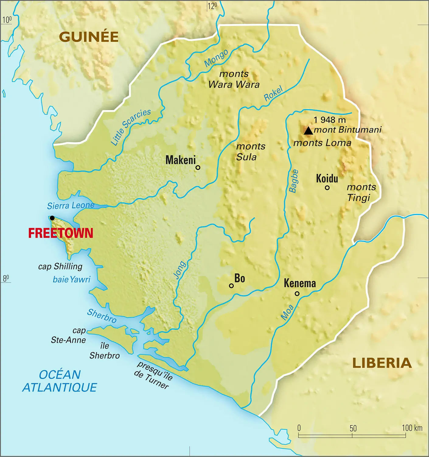 Sierra Leone : carte physique