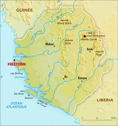 Sierra Leone : carte physique - crédits : Encyclopædia Universalis France