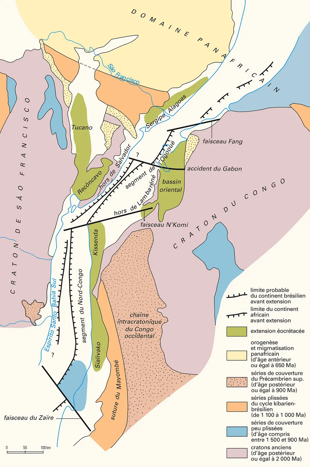 Région Gabon-Congo-Brésil à la fin du Jurassique