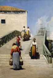 <em>Femmes sur un pont à Venise</em>, V. Cabianca - crédits : De Agostini/ Getty Images