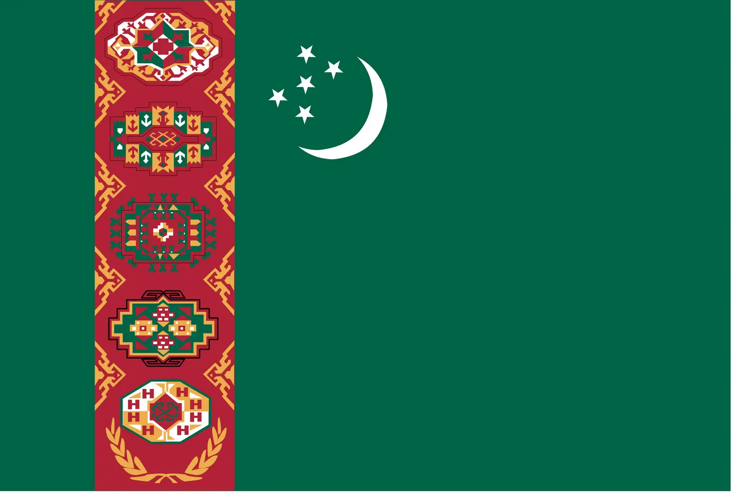 Turkménistan : drapeau