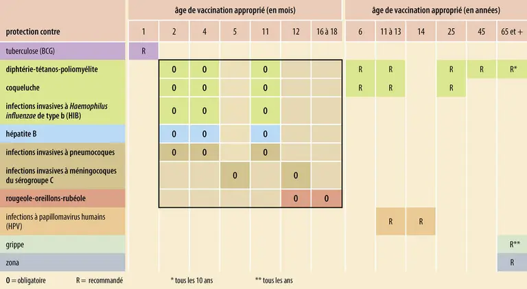 Calendrier vaccinal 2018