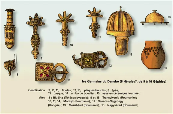 Civilisation des Germains orientaux : ornements et vase