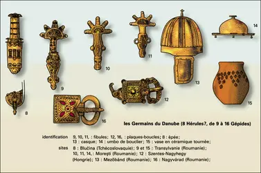 Civilisation des Germains orientaux : ornements et vase - crédits : Encyclopædia Universalis France