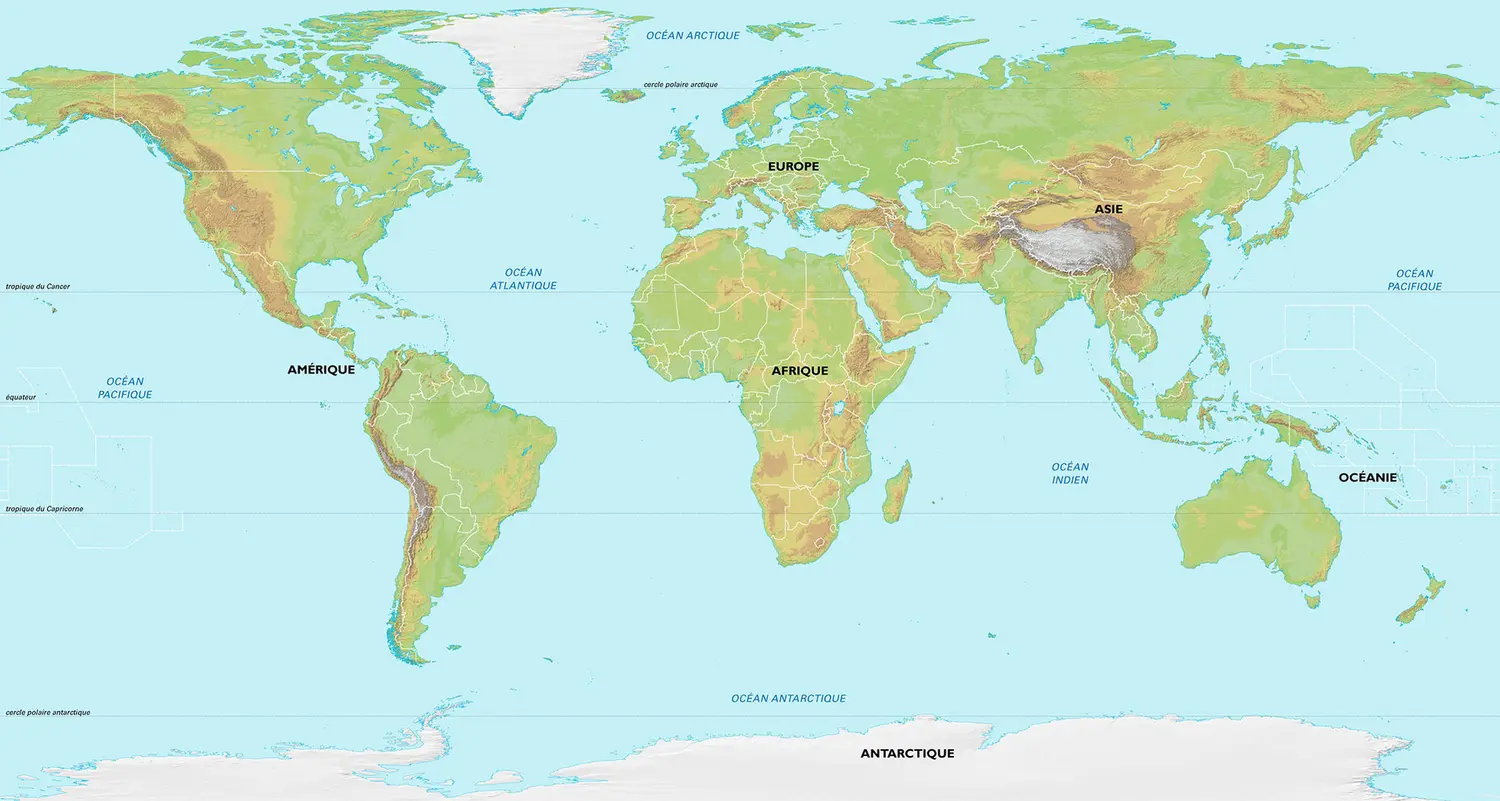 Monde : carte physique