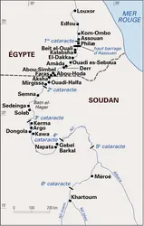 
			Nubie : principaux sites archéologiques - crédits : Encyclopædia Universalis France