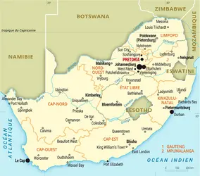 Afrique du Sud : carte administrative - crédits : Encyclopædia Universalis France
