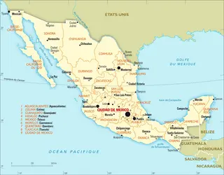 Mexique : carte administrative - crédits : Encyclopædia Universalis France