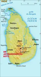 Sri Lanka : carte physique - crédits : Encyclopædia Universalis France