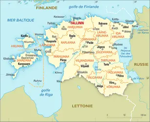 Estonie : carte administrative - crédits : Encyclopædia Universalis France