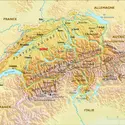 Suisse : carte physique - crédits : Encyclopædia Universalis France