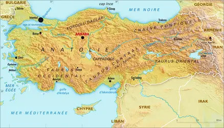 Turquie : carte physique - crédits : Encyclopædia Universalis France