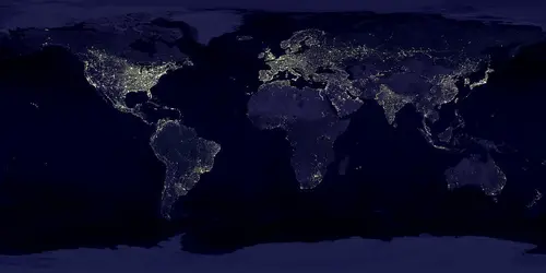 Lumières des villes sur la Terre et inégalités de développement - crédits : GSFC-NASA