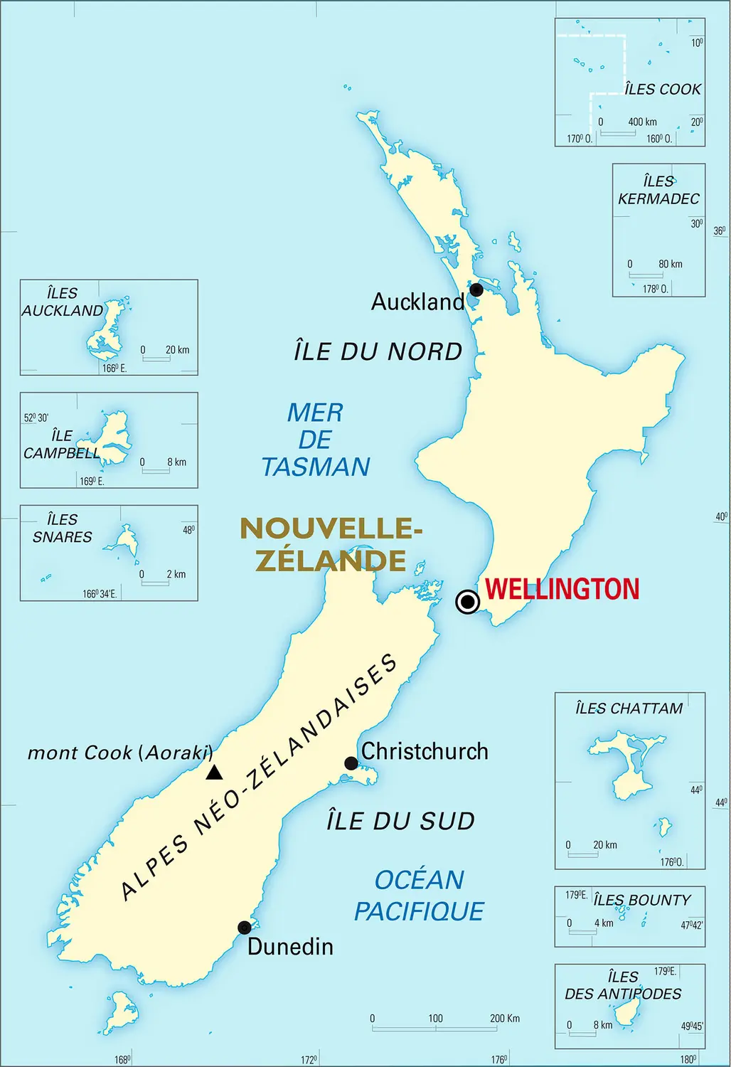 Nouvelle-Zélande : carte générale