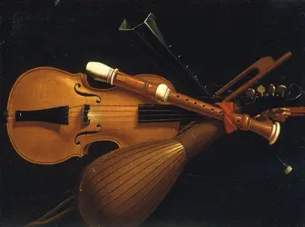 <it>Trophée avec cornet, flûte, violon, archet et mandoline</it>, C. Munari - crédits : Rabatti - Domingie/ AKG-images