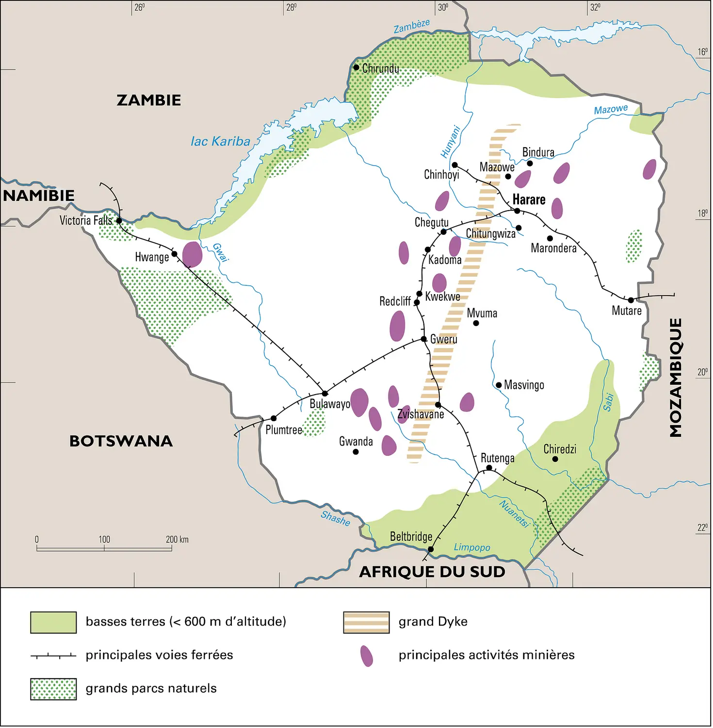 Zimbabwe : territoire et mines