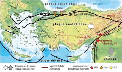 Séismes en Turquie et Syrie : contexte tectonique - crédits : R. Lacassin, IPGP/ CNRS