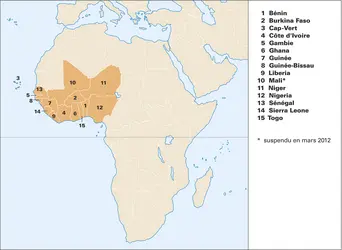 CEDEAO (Communauté économique des États de l'Afrique de l'Ouest) - crédits : Encyclopædia Universalis France