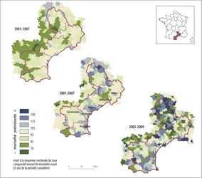 Inégalités territoriales de santé en Languedoc - crédits : Encyclopædia Universalis France