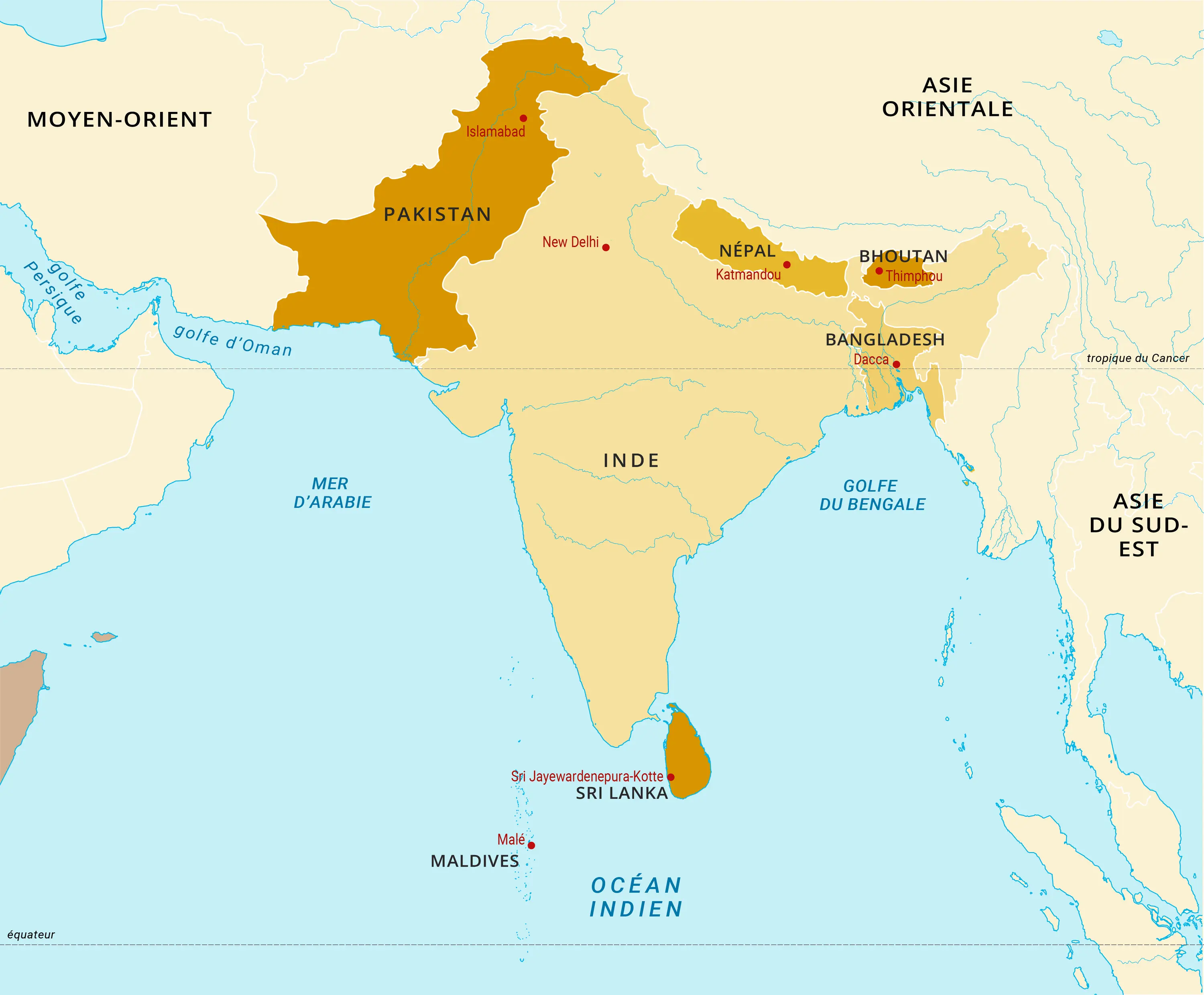 Asie du Sud : carte politique