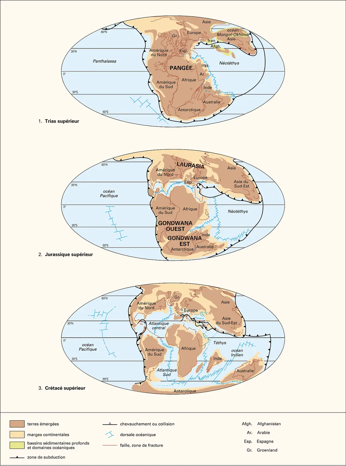 Mésozoïque : paléogéographie