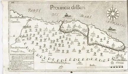 Isolement de la ville de Bari lors de l’épisode de peste de 1690 - crédits : Wellcome Collection ; CC BY 4.0