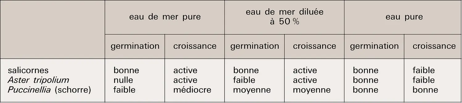 Halophytes : sensibilité au sel