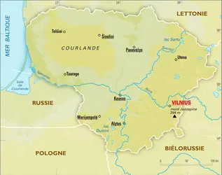 Lituanie : carte physique - crédits : Encyclopædia Universalis France