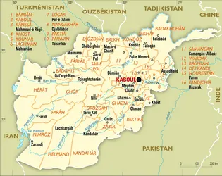 Afghanistan : carte administrative - crédits : Encyclopædia Universalis France