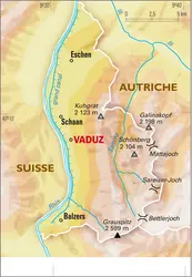 Liechtenstein : carte physique - crédits : Encyclopædia Universalis France