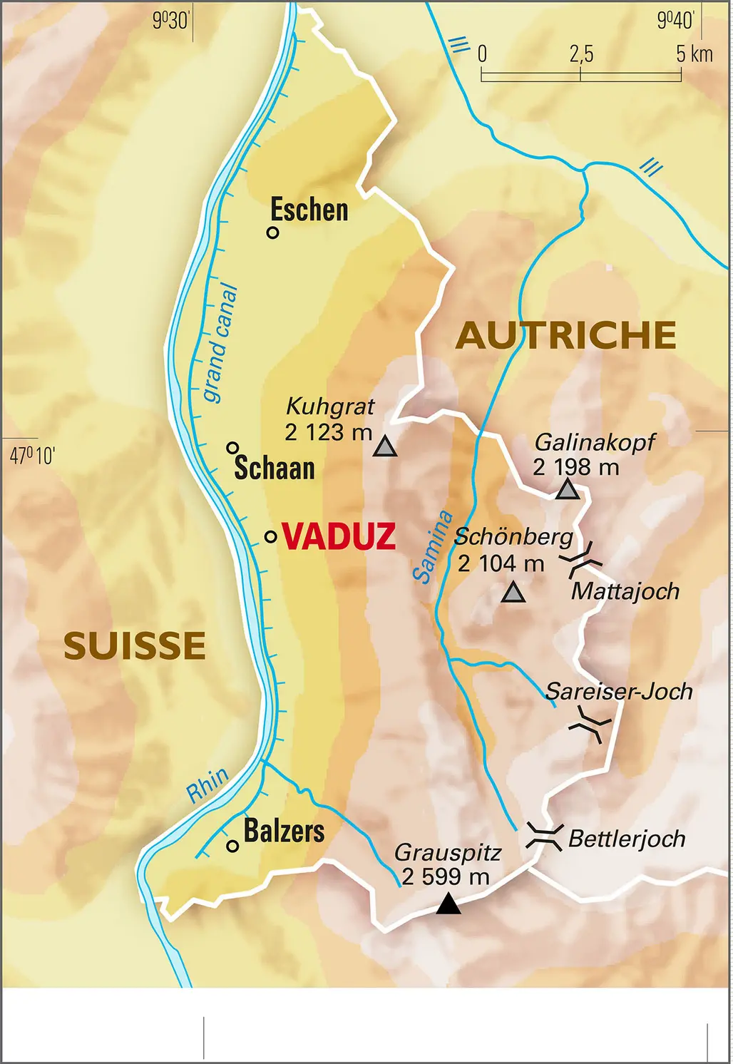 Liechtenstein : carte physique