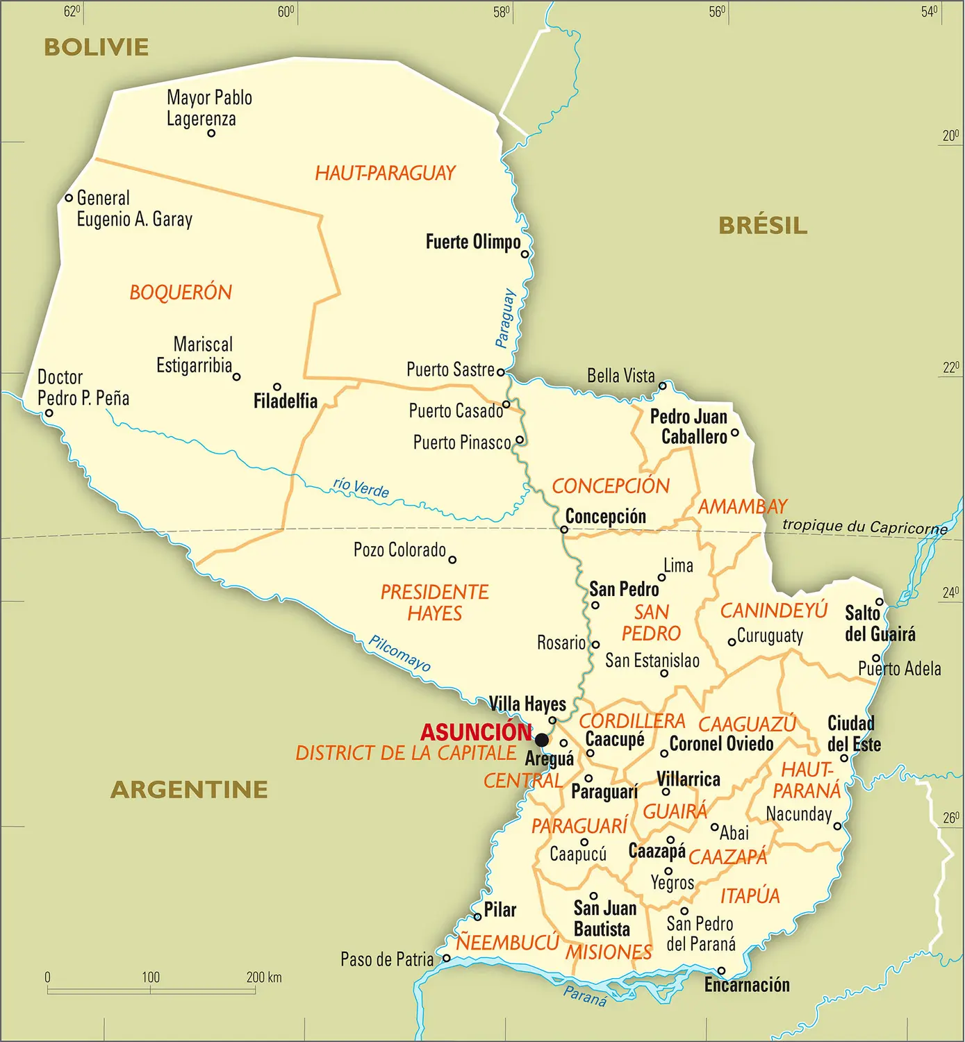 Paraguay : carte administrative