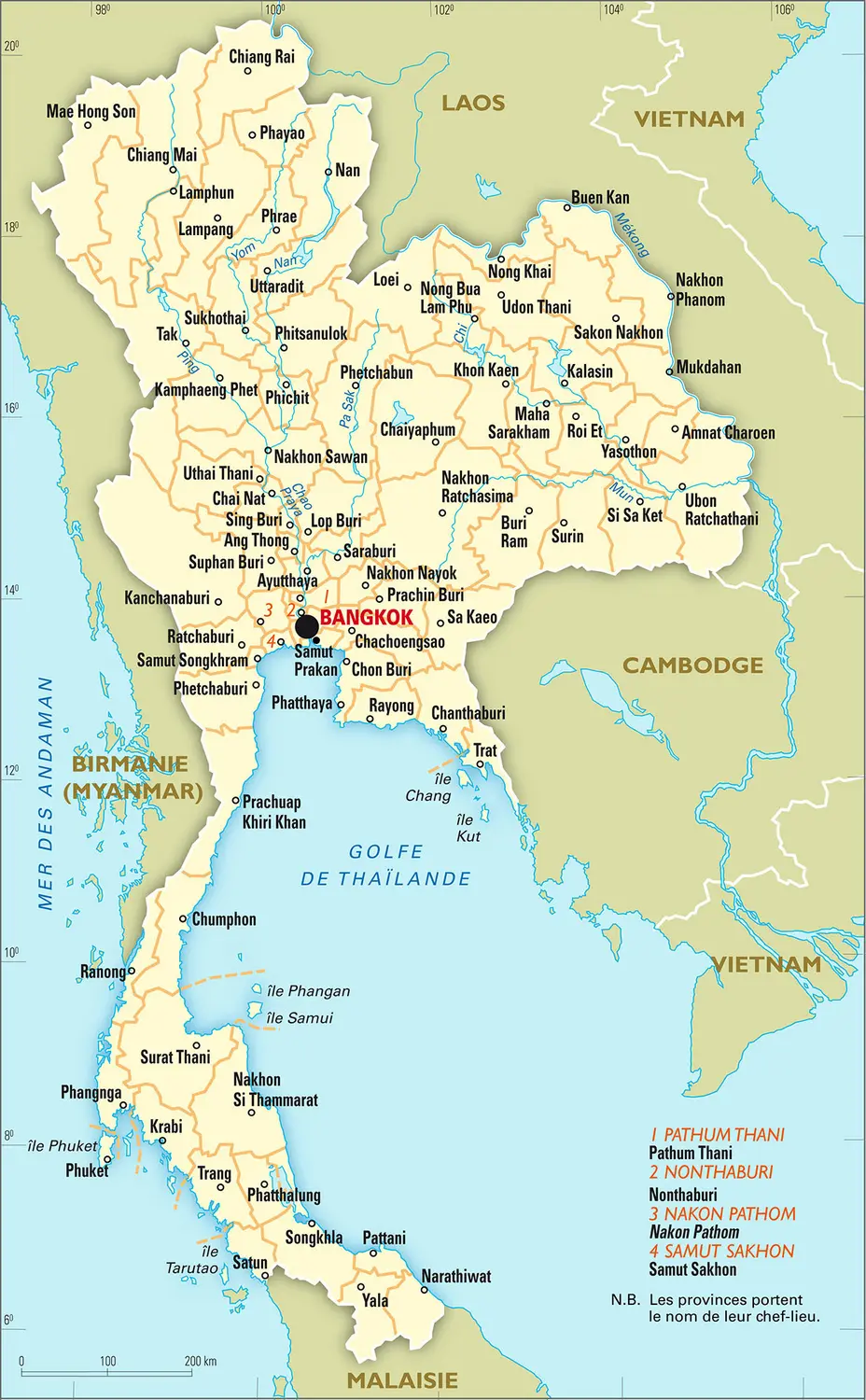 Thaïlande : carte administrative