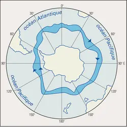 Courant d'ouest circumantarctique - crédits : Encyclopædia Universalis France