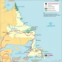 Terre-Neuve-et-Labrador : carte administrative - crédits : Encyclopædia Universalis France