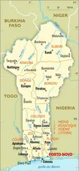 Bénin : carte administrative - crédits : Encyclopædia Universalis France