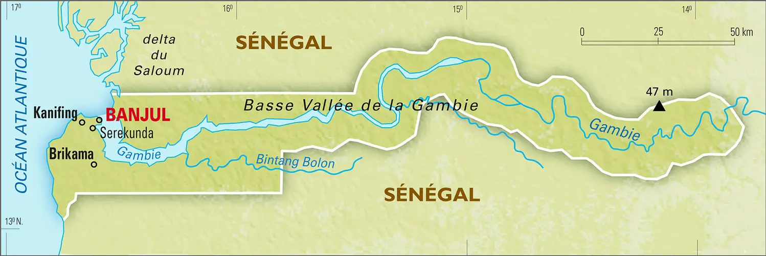 Gambie : carte physique