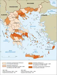 Grèce : évolution de la population - crédits : Encyclopædia Universalis France
